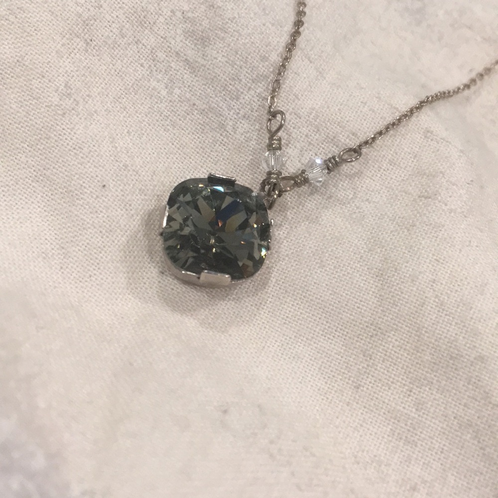 Haute Bride simple dark crystal pendant necklace